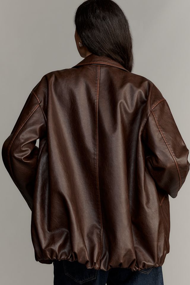 Pilcro Sofia Faux-Leather Long Bomber Jacket #2