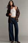 Pilcro Sofia Faux-Leather Long Bomber Jacket