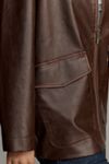 Pilcro Sofia Faux-Leather Long Bomber Jacket