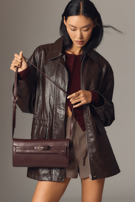 By Anthropologie Cinched-Waist Faux Leather Jacket