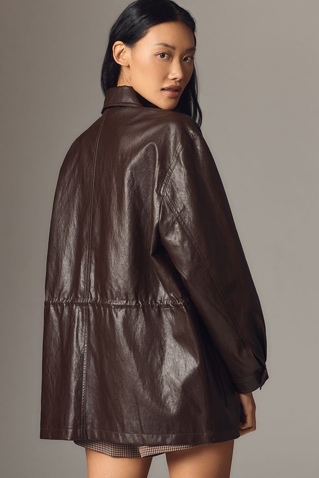 By Anthropologie Cinched-Waist Faux-Leather Jacket #1