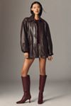 By Anthropologie Cinched-Waist Faux-Leather Jacket