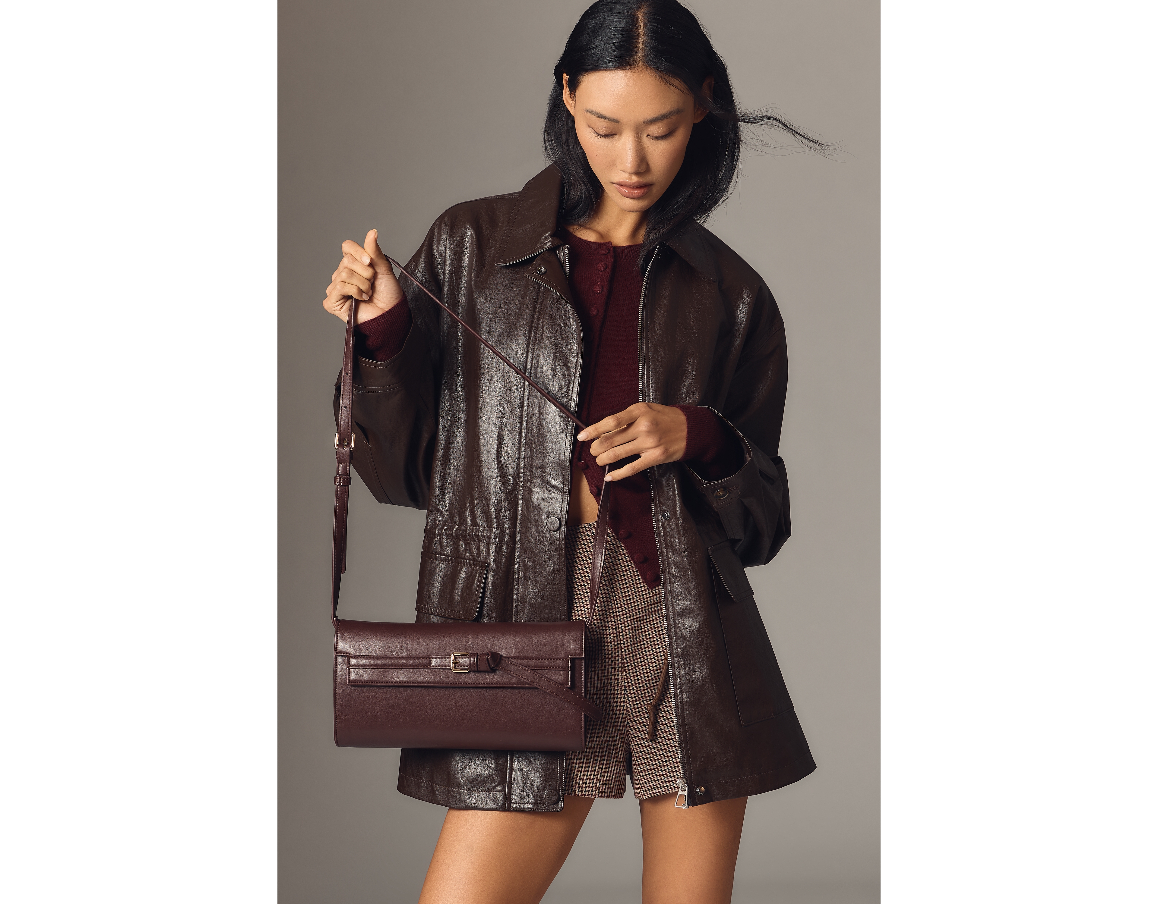 By Anthropologie Cinched-Waist Faux Leather Jacket
