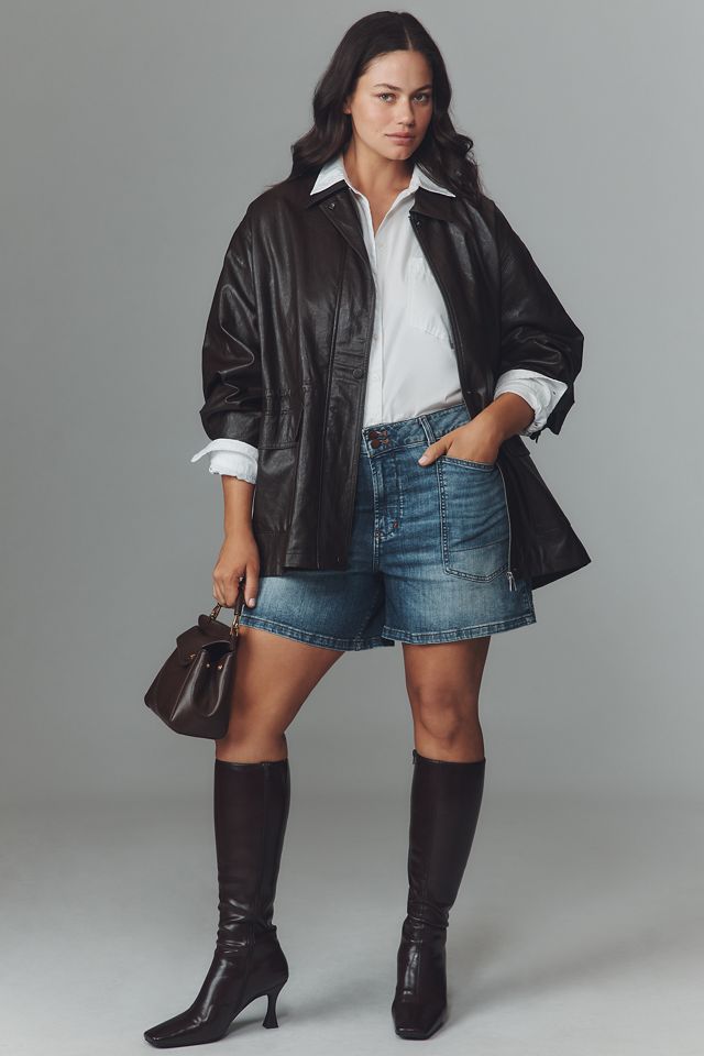 By Anthropologie Cinched-Waist Faux-Leather Jacket #7