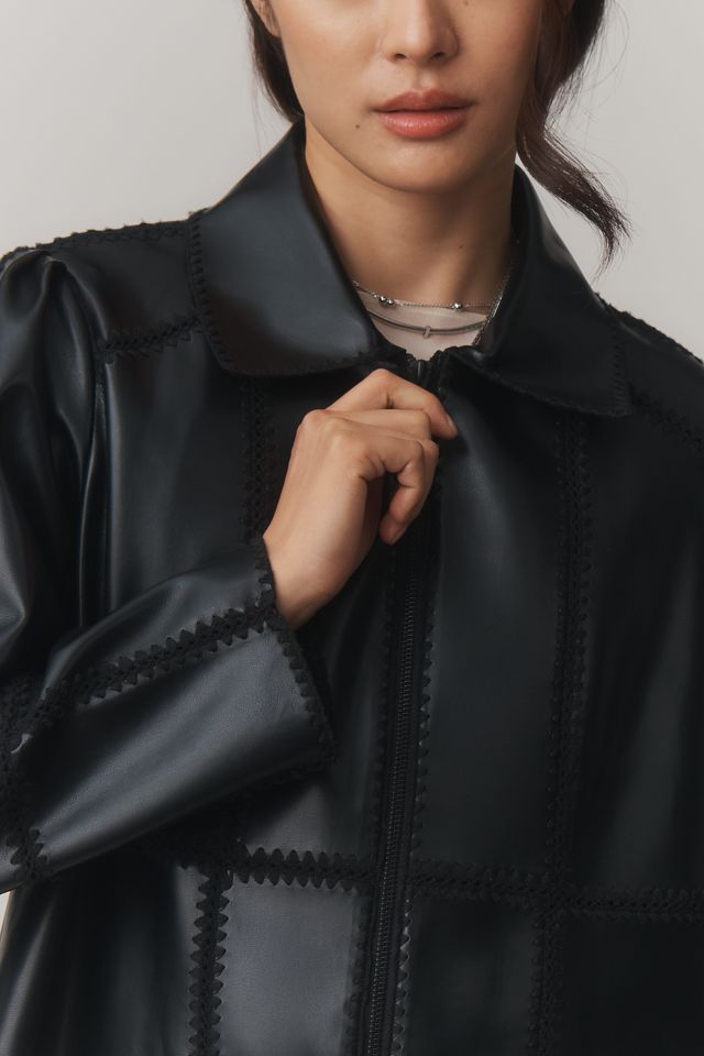 The Freya Faux-Leather Whip-Stitch Swing Jacket #3