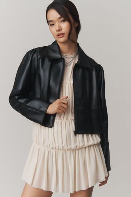La Chaqueta Swing Freya de Imitación de Cuero con Puntadas en Forma de Látigo