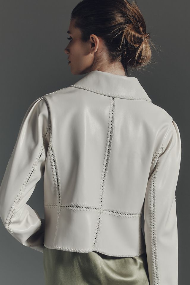 The Freya Faux Leather Whip-Stitch Swing Jacket | Anthropologie