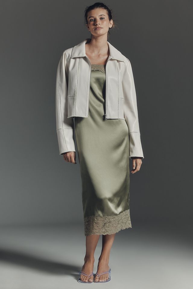 The Freya Faux Leather Whip-Stitch Swing Jacket | Anthropologie