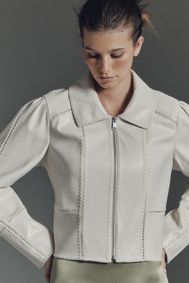 Freya Faux Leather Whip-Stitch Swing Jacket | Anthropologie