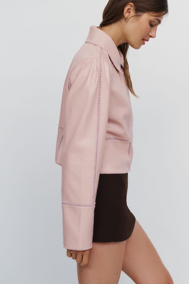 Freya Faux Leather Whip-Stitch Swing Jacket #1