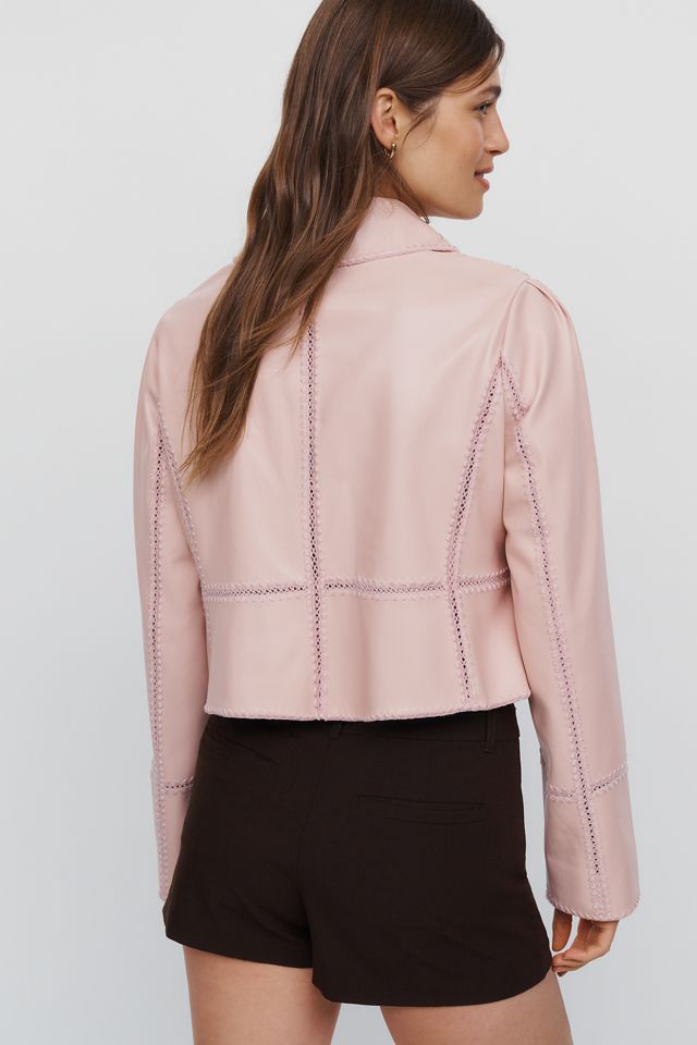 Freya Faux Leather Whip-Stitch Swing Jacket #3