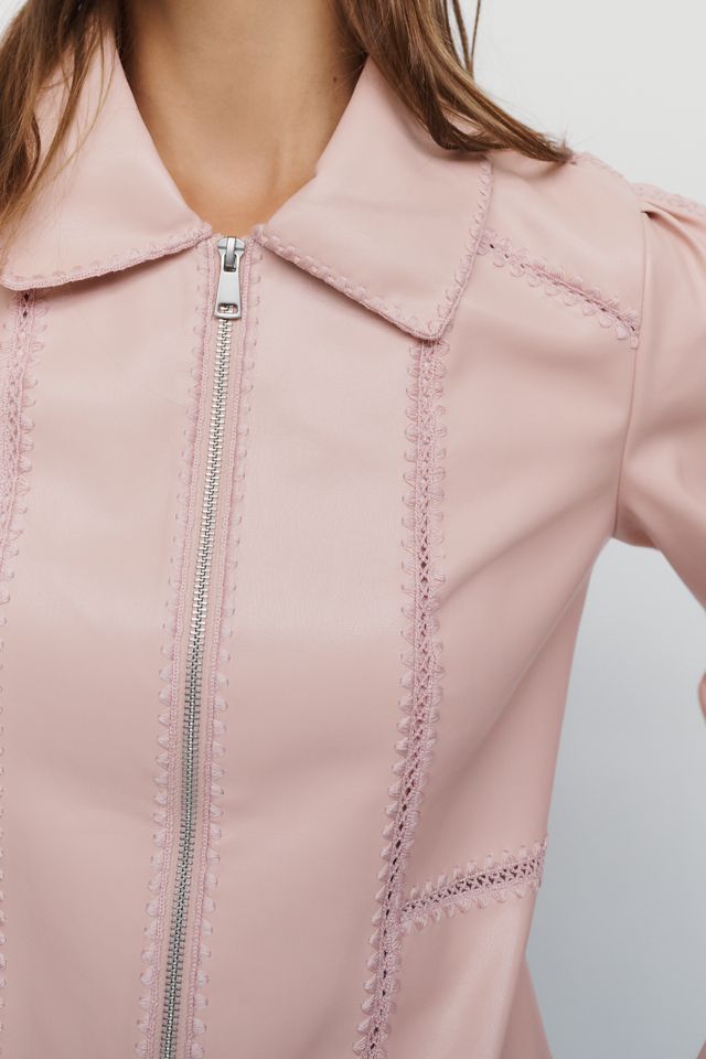Freya Faux Leather Whip-Stitch Swing Jacket #4