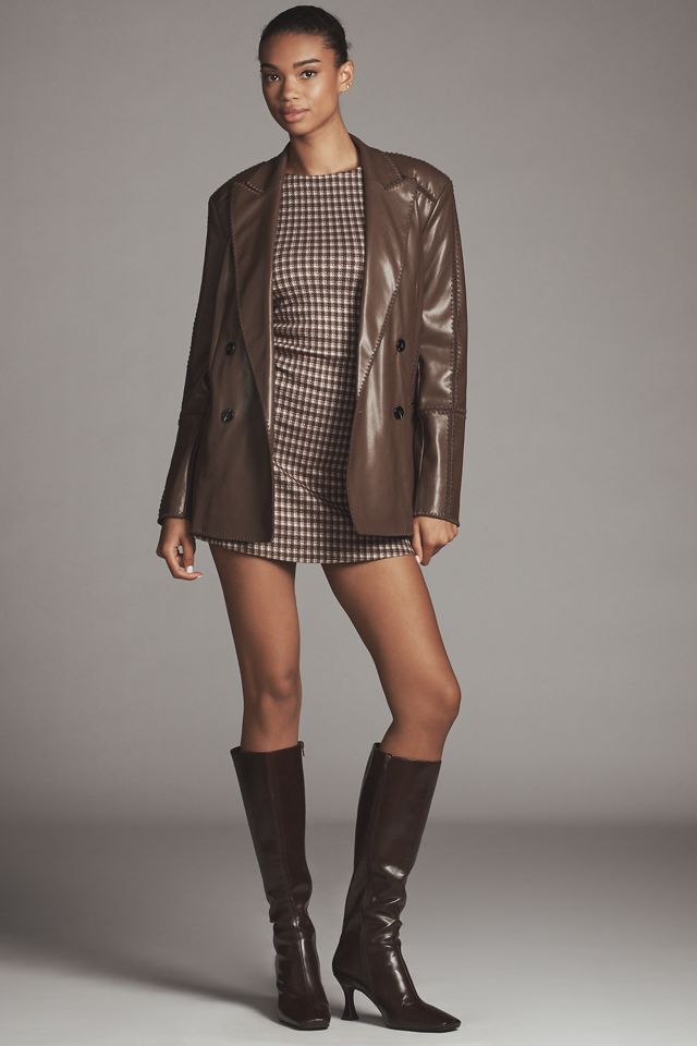 By Anthropologie Faux-Leather Crochet-Stitch Blazer #2