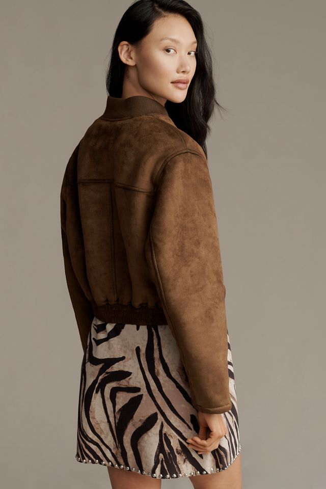 Pilcro Sherpa Fleece-Lined Crop Bomber Jacket #1