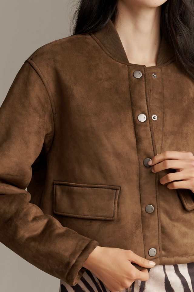 Pilcro Sherpa Fleece-Lined Crop Bomber Jacket #2