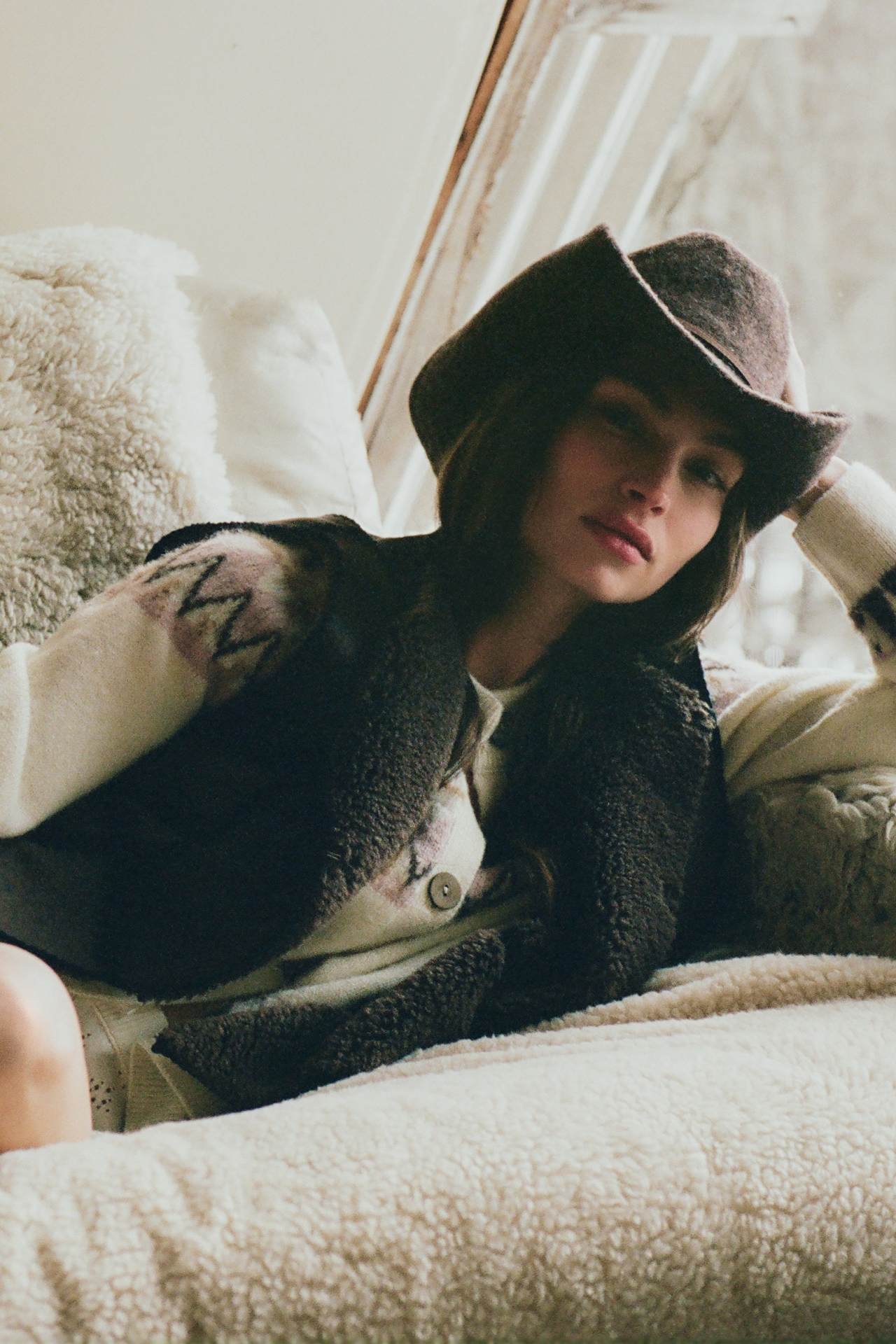 By Anthropologie Stitched Sherpa Fleece Vest