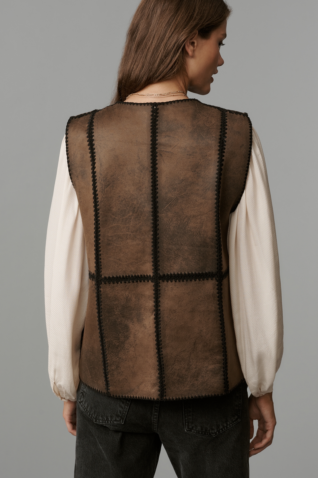 By Anthropologie Stitched Sherpa Fleece Vest