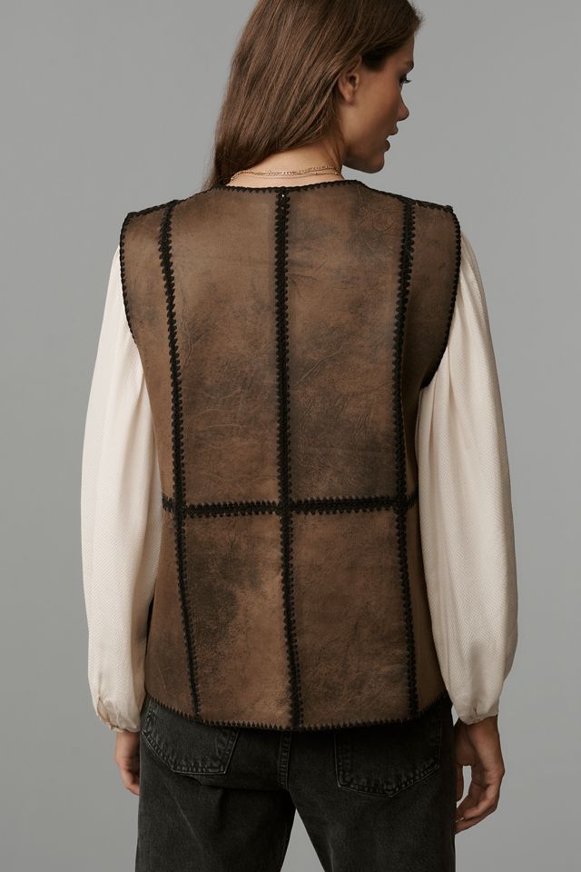 By Anthropologie Stitched Sherpa Fleece Vest #1