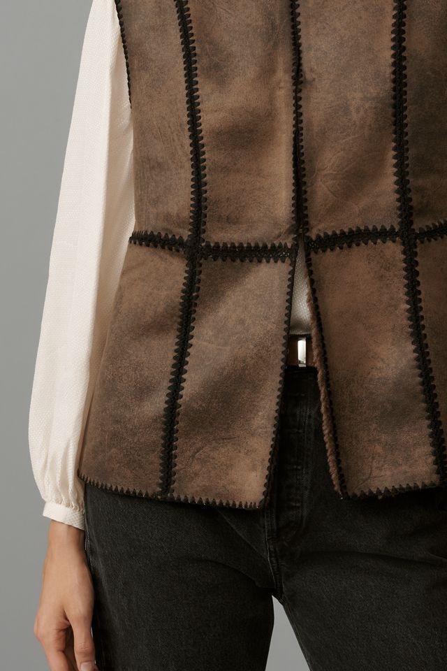 By Anthropologie Stitched Sherpa Fleece Vest #3