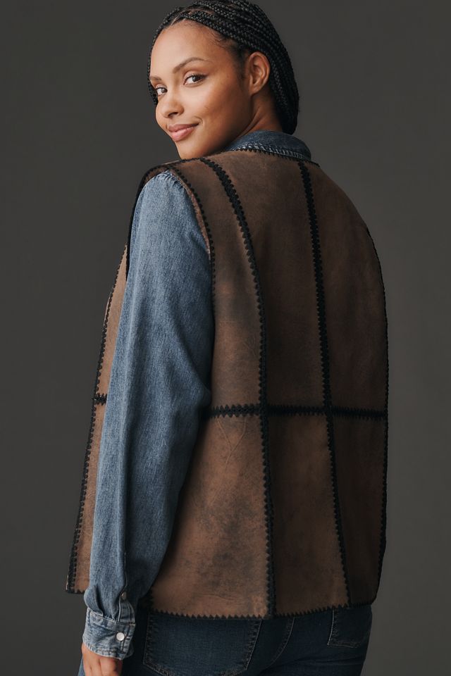 By Anthropologie Stitched Sherpa Fleece Vest #5