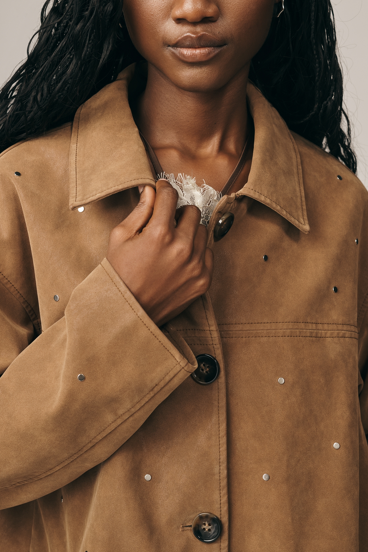 Pilcro Faux-Suede Studded Jacket