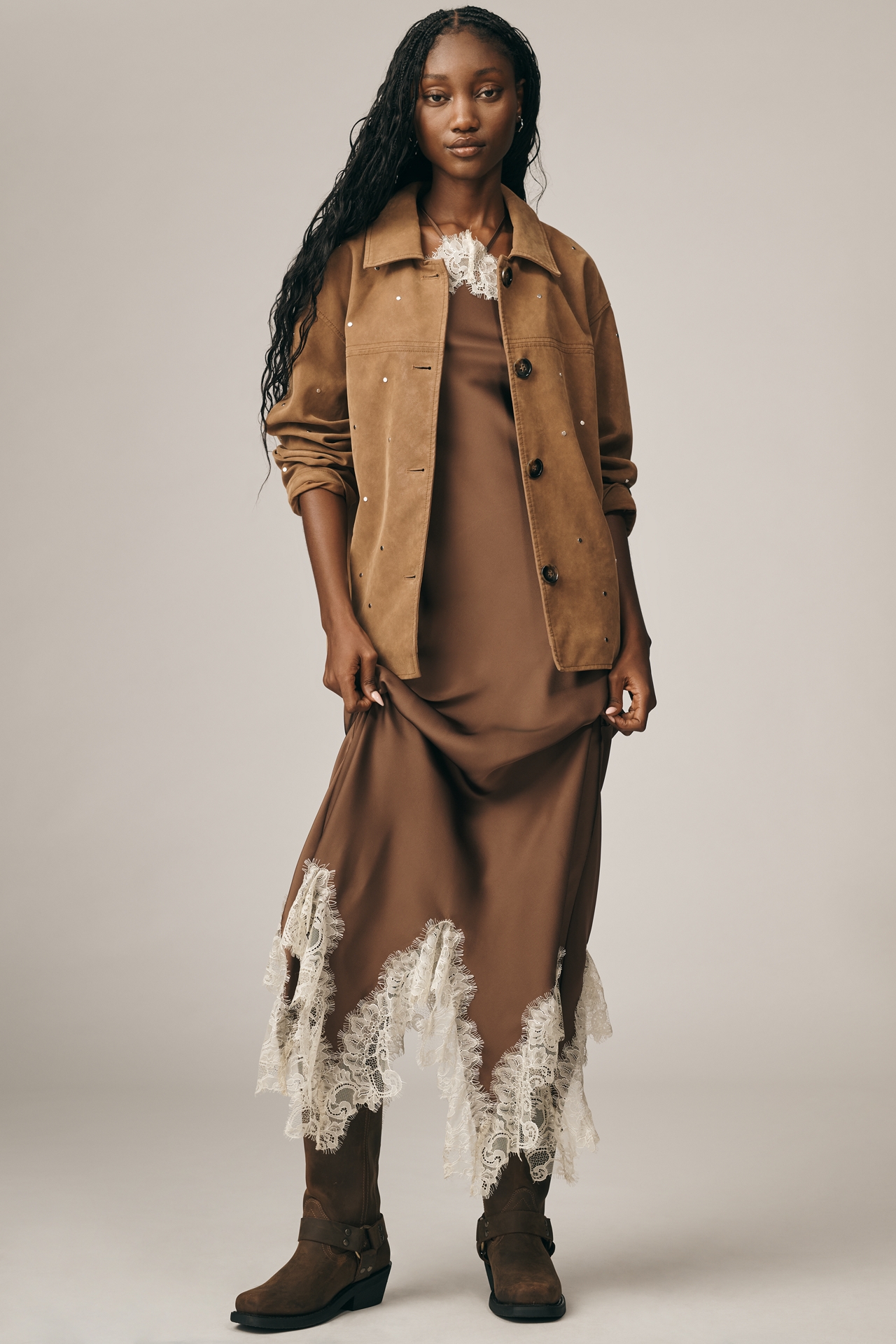 Pilcro Faux-Suede Studded Jacket