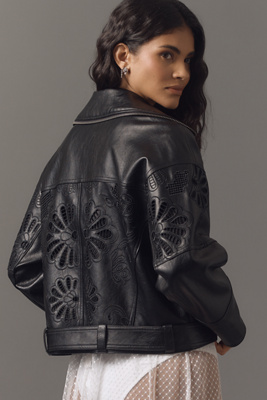By Anthropologie Faux-Leather Eyelet Moto Jacket product page