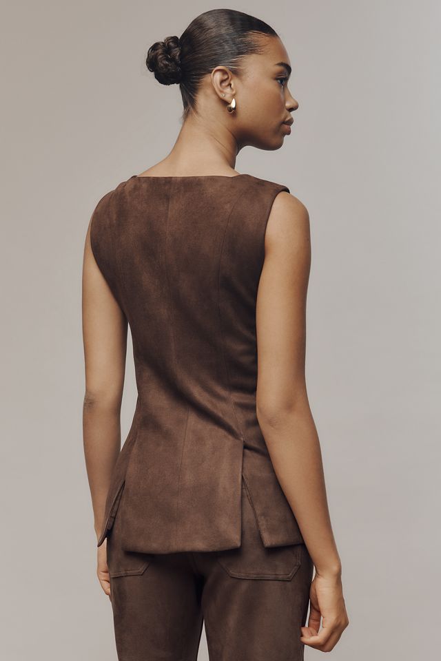 Maeve Faux-Suede Cutaway Vest #1