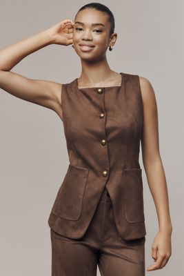 Maeve Faux-Suede Cutaway Vest