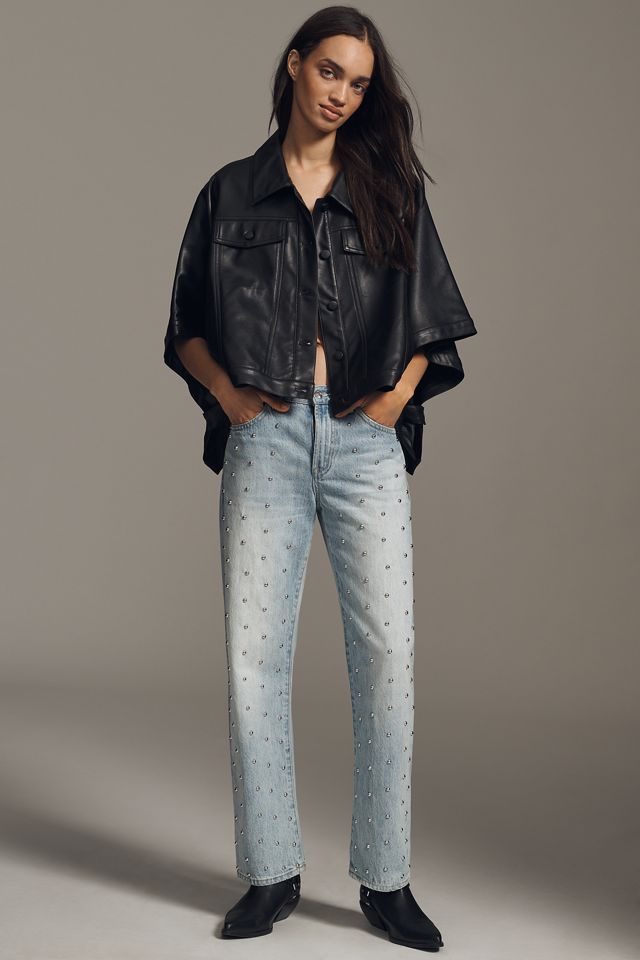 The Weston Cape Denim Boyfriend Jacket by Pilcro: Faux-Leather Edition #1