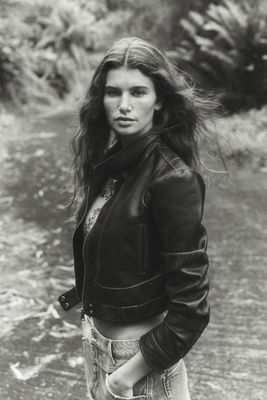 Rumi Shrunken Faux Leather Moto Jacket by Pilcro