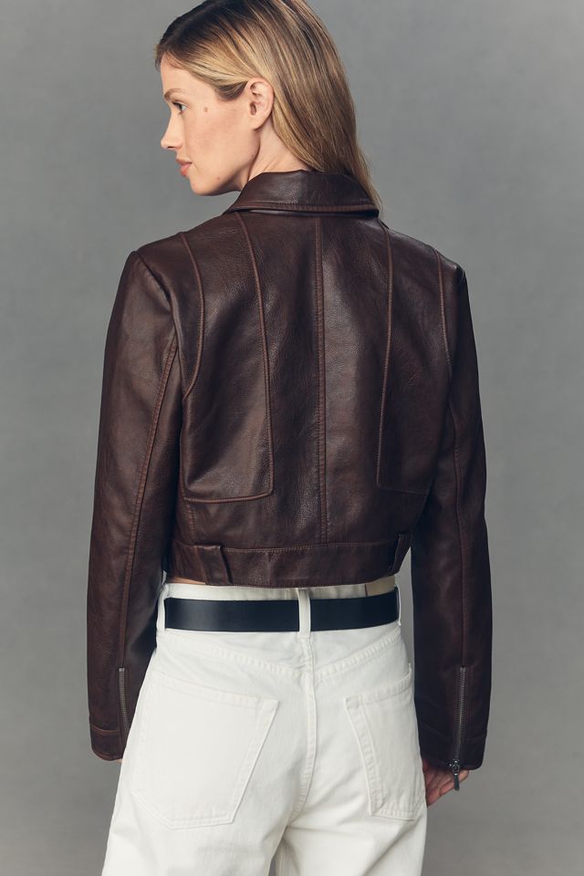Pilcro Faux-Leather Shrunken Moto Jacket #2