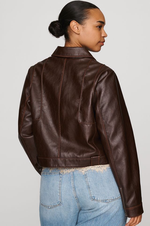 Pilcro Rumi Shrunken Faux Leather Moto Jacket #7