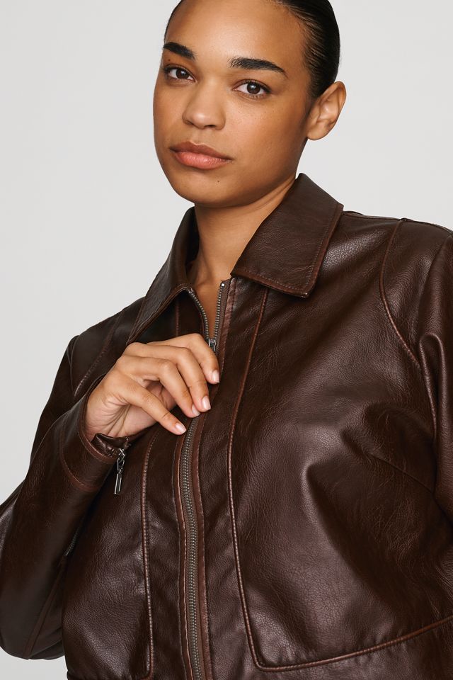 Pilcro Rumi Shrunken Faux Leather Moto Jacket #8