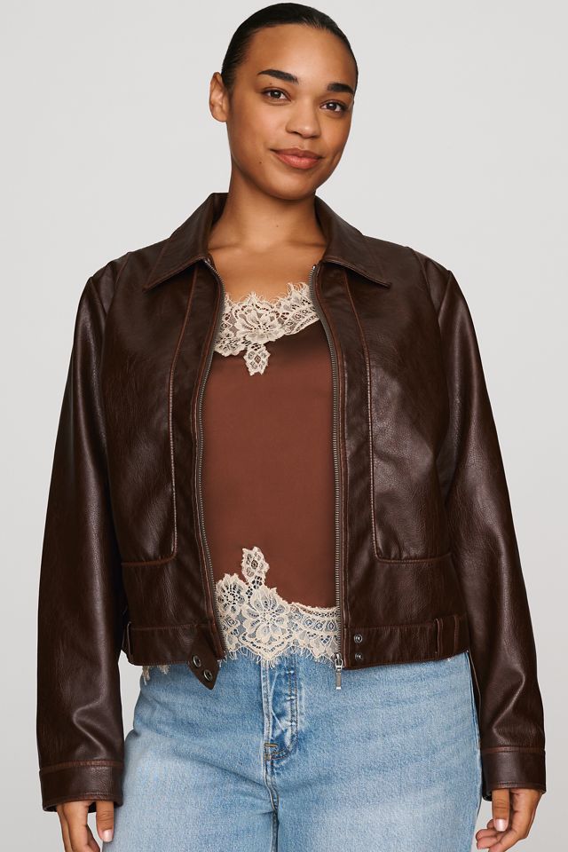 Pilcro Rumi Shrunken Faux Leather Moto Jacket #5