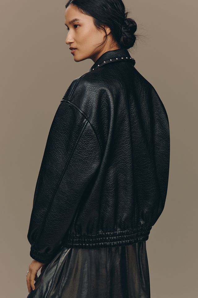 La Veste Bomber Rylie en Simili-Cuir Cloutée par Pilcro #1