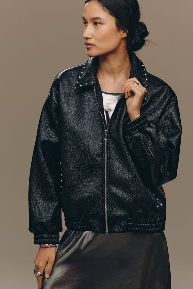 La Veste Bomber Rylie en Simili-Cuir Cloutée par Pilcro #2