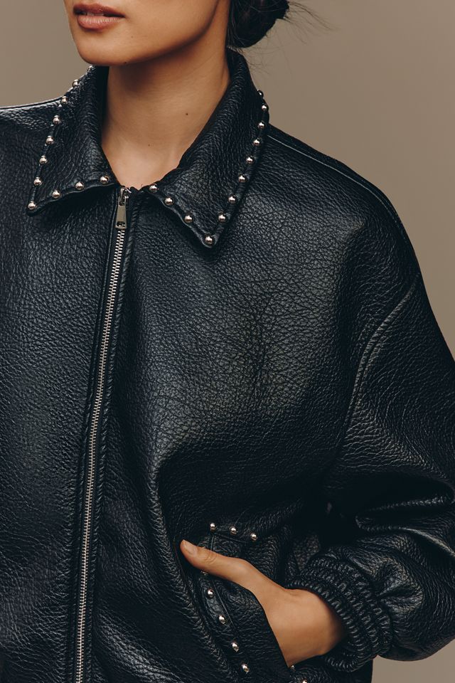 La Veste Bomber Rylie en Simili-Cuir Cloutée par Pilcro #3