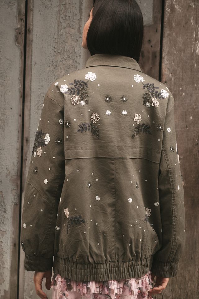 Pilcro Oversized Embellished Bomber Jacket #1