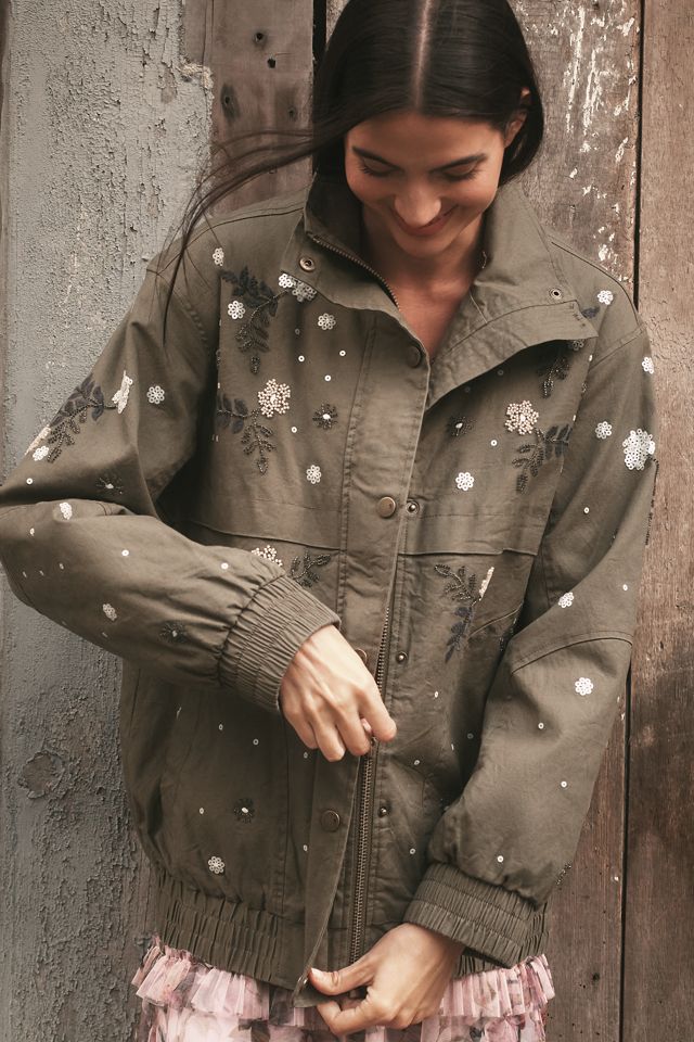Pilcro Oversized Embellished Bomber Jacket #2