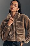 Pilcro Cropped Sherpa Fleece Cargo Jacket