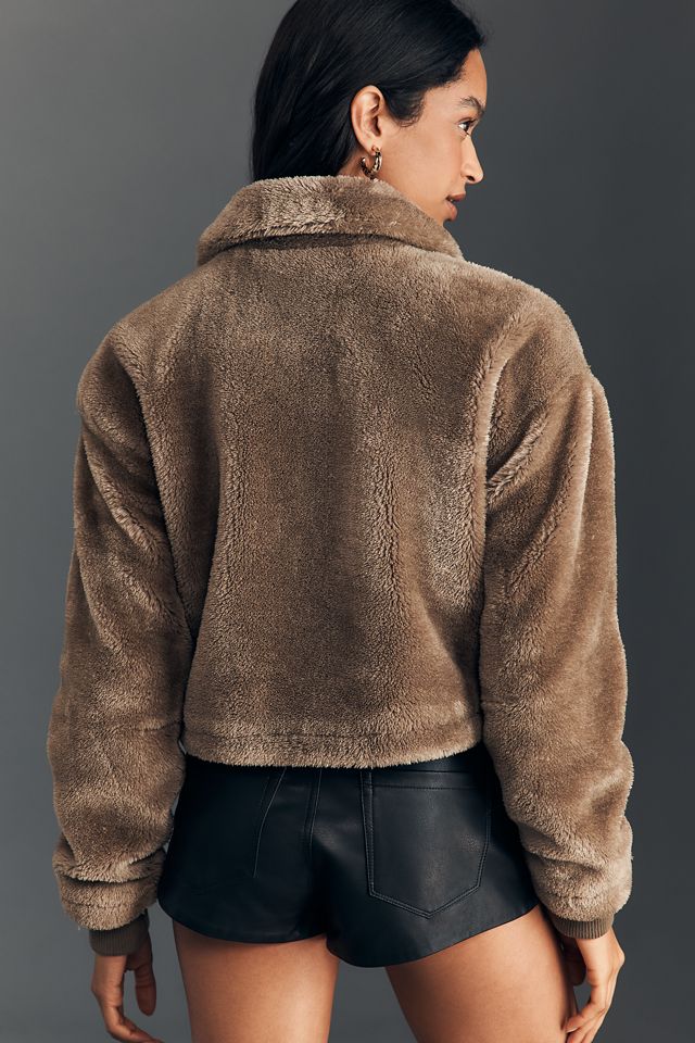 Pilcro Cropped Sherpa Fleece Cargo Jacket #2