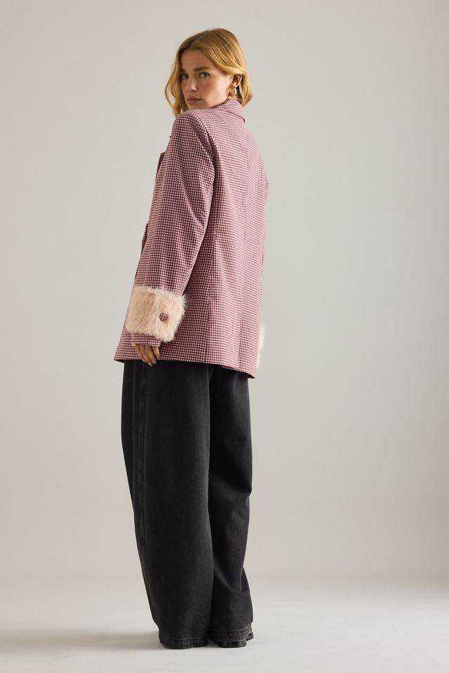 Blazer Maeve de Pata de Gallo con Puños de Piel Sintética #1