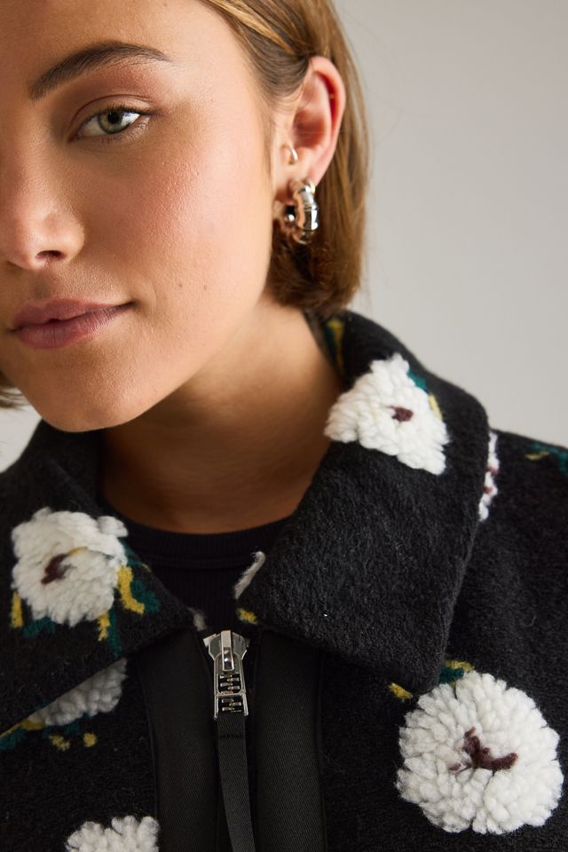 By Anthropologie Chaqueta Bomber de Forro Polar Floral #4