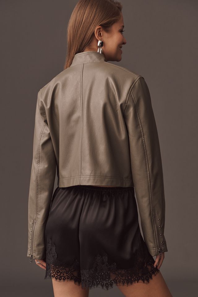 By Anthropologie Studded Faux-Leather Cropped Jacket #1