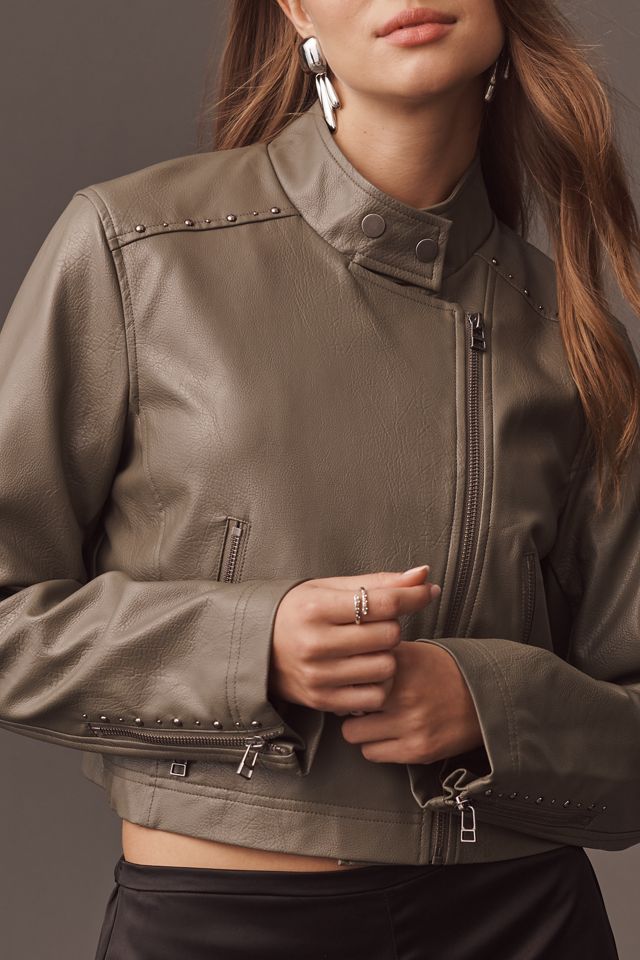By Anthropologie Studded Faux-Leather Cropped Jacket #2