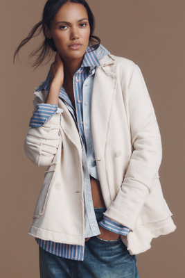 Pilcro Knit Peacoat Jacket In White