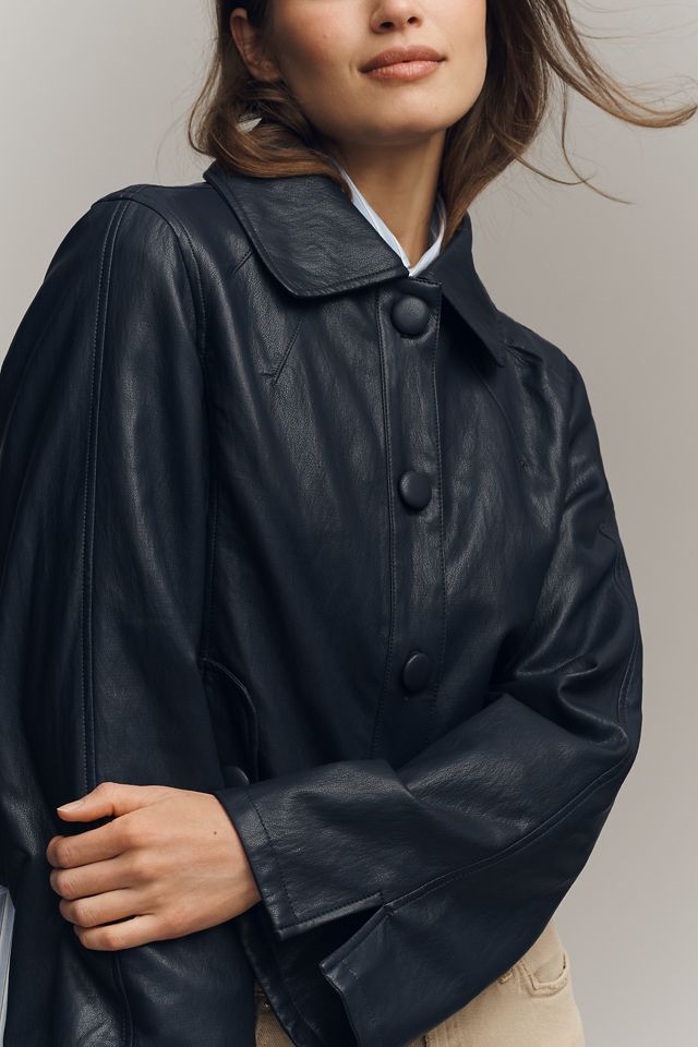 Maeve Faux Leather Retro Swing Jacket | Anthropologie