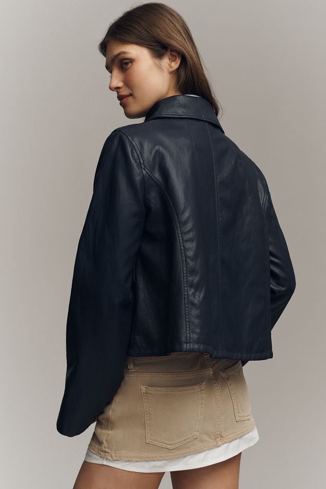 Maeve Faux Leather Retro Swing Jacket | Anthropologie