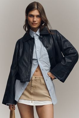 Maeve Faux Leather Retro Swing Jacket